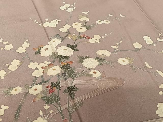 平和屋着物○京加賀友禅 百貫達雄 訪問着 流水枝花文