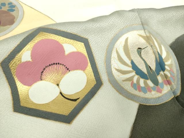 平和屋着物○訪問着 手描き 舞蝶花文 金銀彩 正絹 逸品 DAAY1973ps