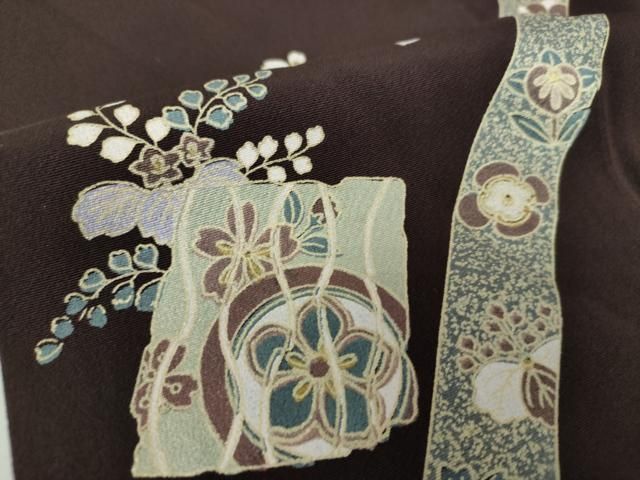 平和屋着物○訪問着 駒刺繍 破れ色紙花文 金彩 やまと誂製