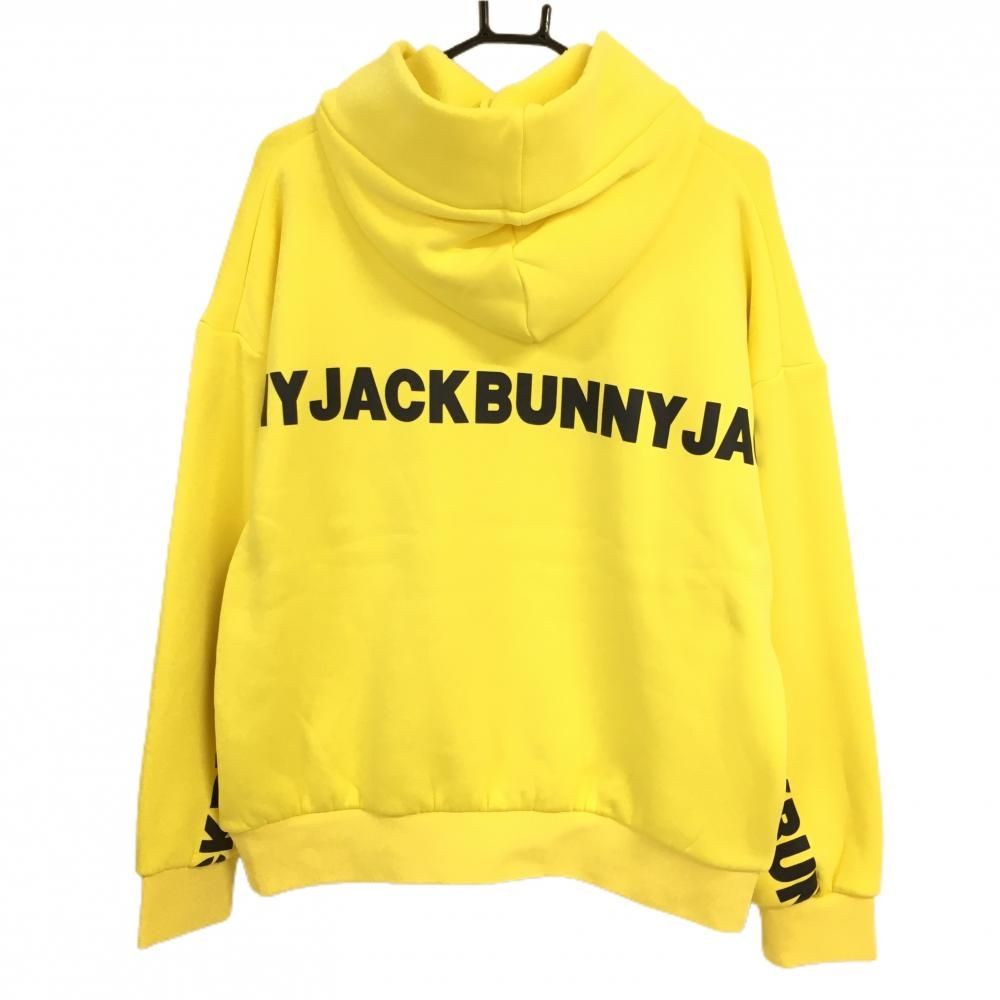 Jack Bunny イエロー フード付きトレーナー ロゴ入り 超美品】ジャックバニー パーカー イエロー バックロゴ 裏起毛