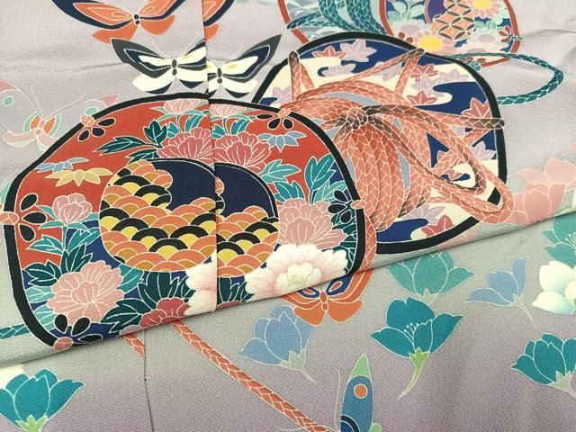 平和屋着物●十日町 加賀草木友禅の第一人者 田村哲彦 訪問着 花鼓舞蝶文 暈し染め 高砂ちりめん 仮絵羽 正絹 逸品 未使用 AABC9287ph 平和屋着物○十日町 加賀草木友禅の第一人者 田村哲彦 訪問着 花鼓舞蝶