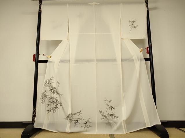 平和屋着物＊夏物　訪問着　絽　笹竹文　魚　正絹　逸品　AABC9371jd 平和屋着物＊夏物 訪問着 絽 笹竹文 魚 正絹 逸品 AABC9371jd 平和屋