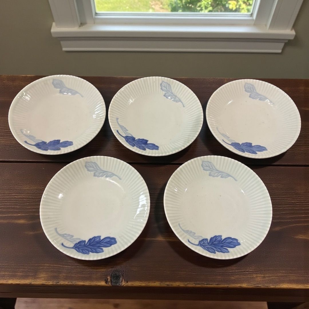 5客揃え] 染付 美品 和食器 直径12.5cm 食器 取り皿 青磁 アンティーク
