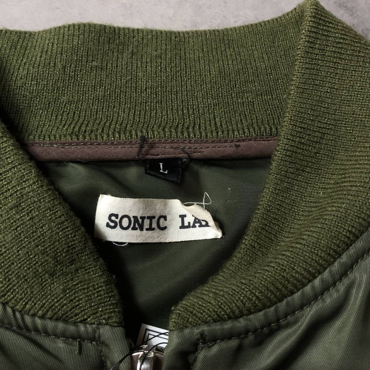 GQ3553◇Sonic Lab MA-1 フライトジャケット◇L◇カーキ ソニックラブ 