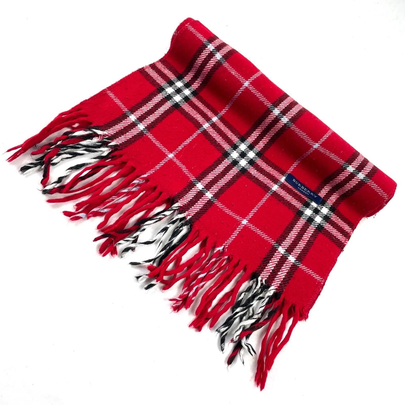 BURBERRY バーバリーロンドン チェック マフラー ストール 赤 BURBERRY