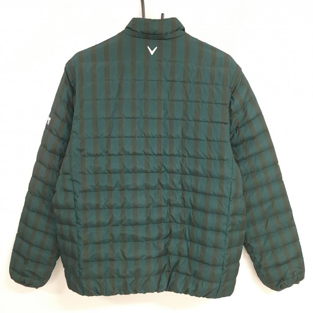 【美品】キャロウェイ ゴルフウェア 2way カーキ ダウンジャケット 3L 美品】キャロウェイ 2WAYダウンジャケット グリーン×カーキ ストライプ