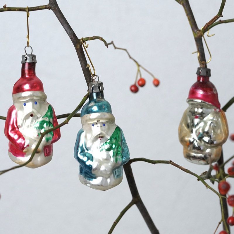 ポーランドから届いたヴィンテージサンタのガラスオーナメントH7.7cm