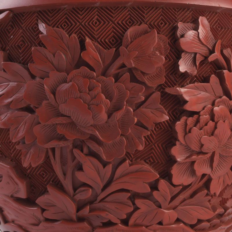 中国 剔紅 堆朱 内七宝 花文瓶 V S112 - メルカリ