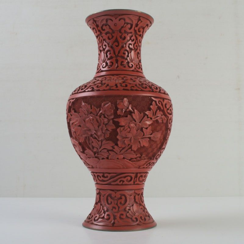 中国　剔紅　堆朱　内七宝　花文　花瓶　唐木台付　V　9255 中国 剔紅 堆朱 内七宝 花文 花瓶 唐木台付 V 9255 Yahoo!オークション -「