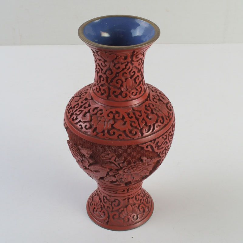 中国　剔紅　堆朱　内七宝　花文　花瓶　唐木台付　V　9255 中国 剔紅 堆朱 内七宝 花文瓶 V S112 - メルカリ