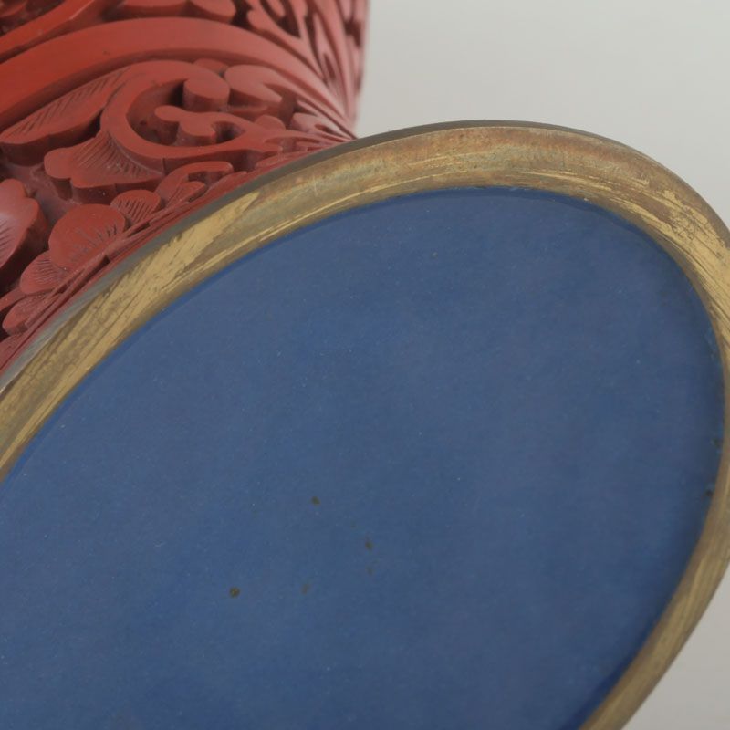 中国　剔紅　堆朱　内七宝　花文　花瓶　唐木台付　V　9255 中国 剔紅 堆朱 内七宝 花文瓶 V S112 - メルカリ