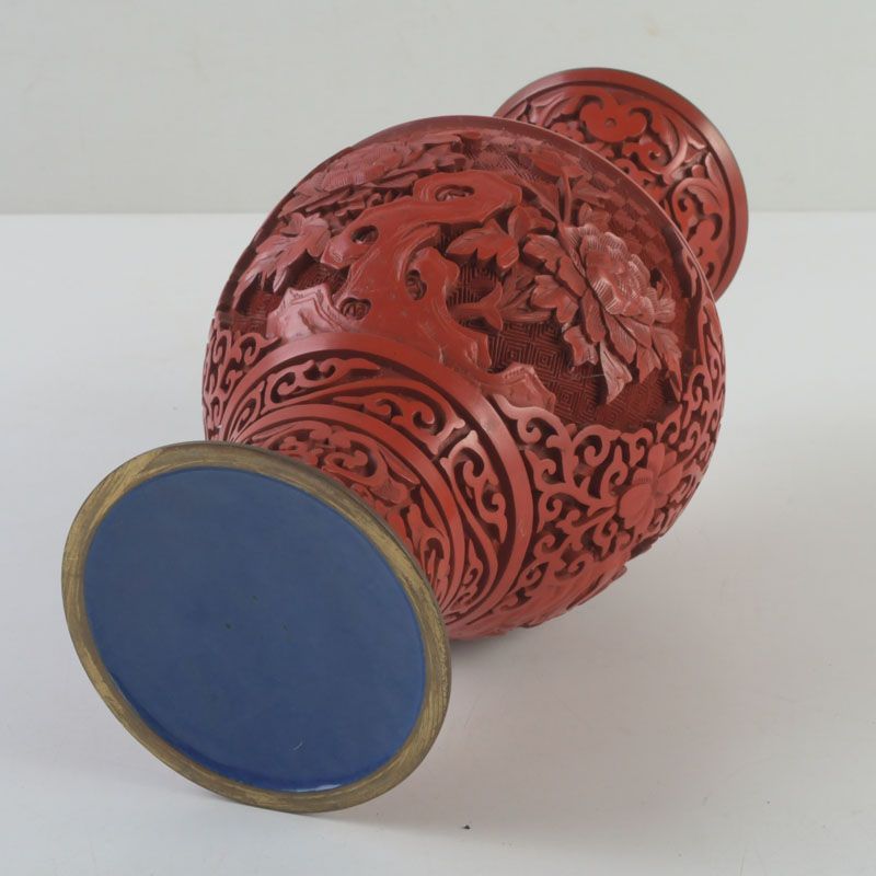 中国 剔紅 堆朱 内七宝 花文瓶 V S112 - メルカリ