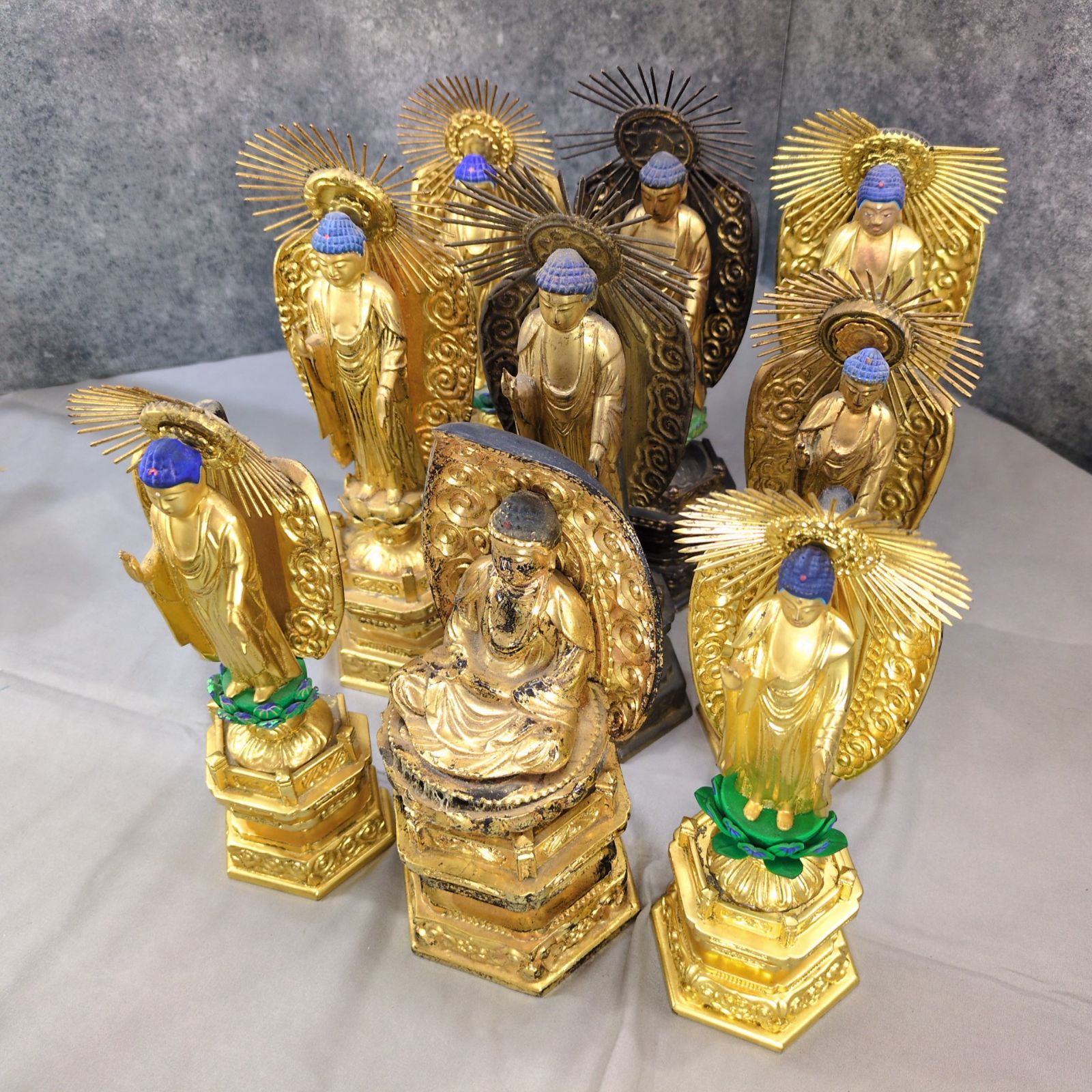 木製 金箔仕上げ 阿弥陀如来他 仏像 9体セット A557 - メルカリ