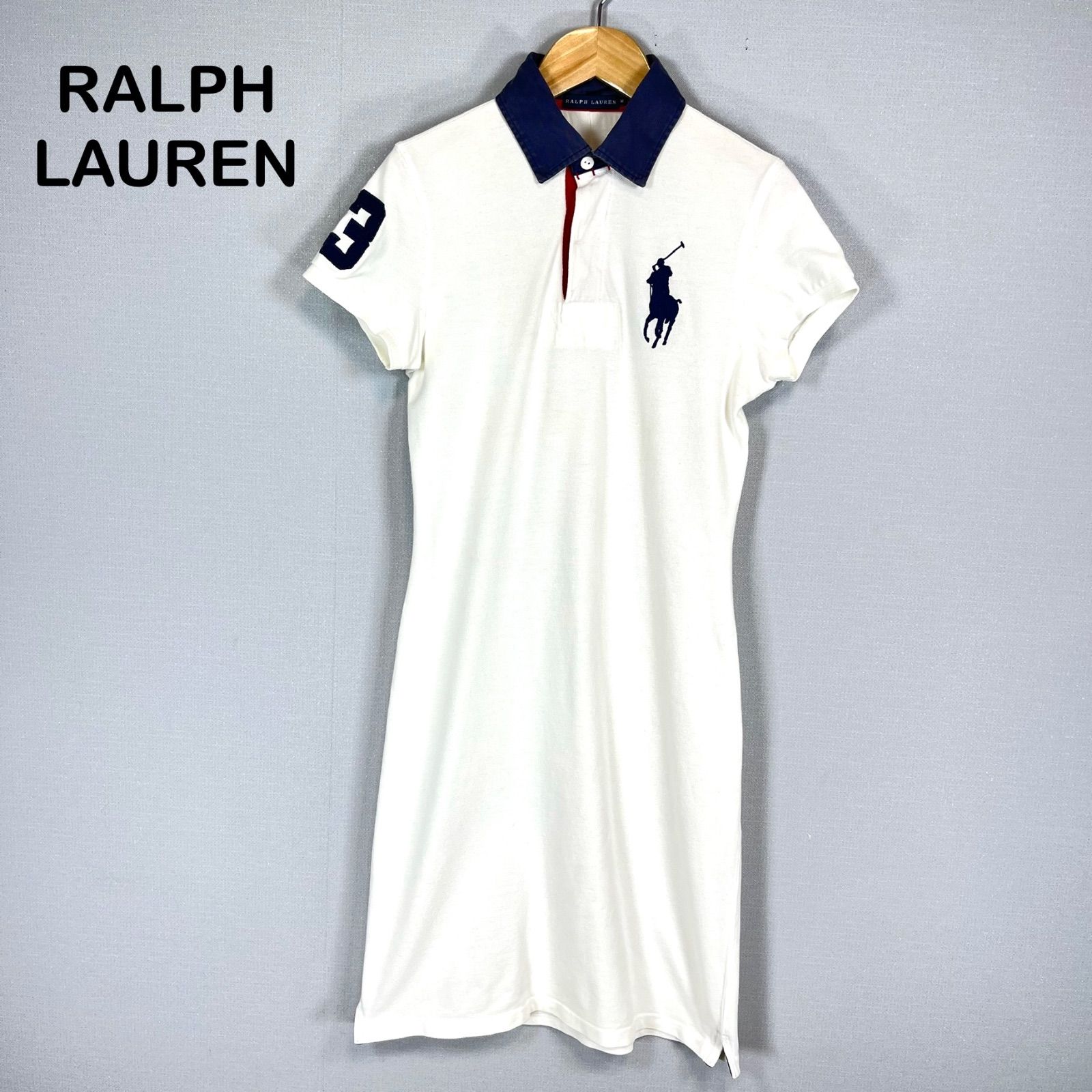 ポロラルフローレン　シャツワンピース　ホワイト　ポニー刺繍 ポロラルフローレン シャツワンピース ポニー刺繍 中村アン着用