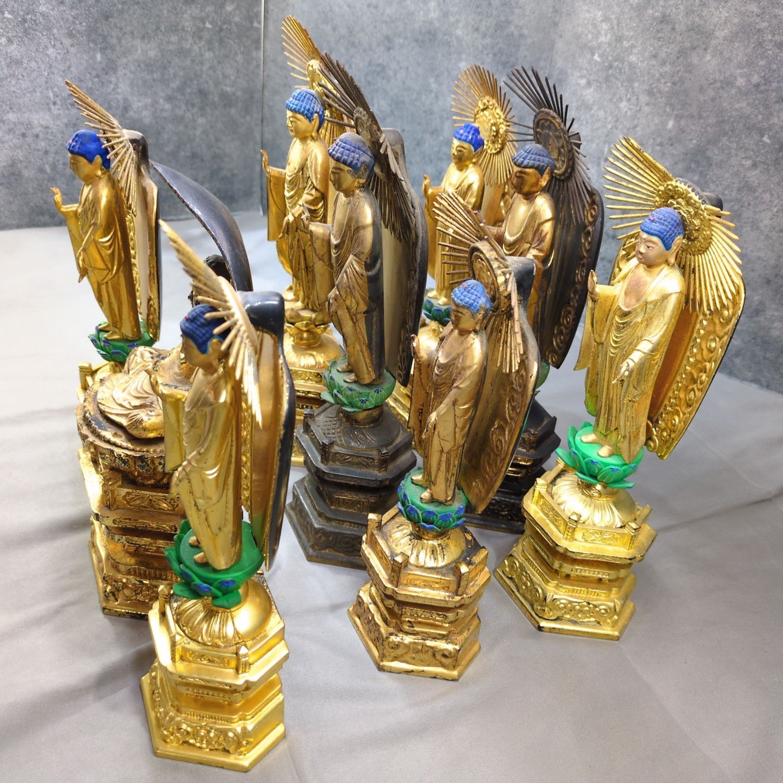 木製 金箔仕上げ 阿弥陀如来他 仏像 9体セット A557 - メルカリ