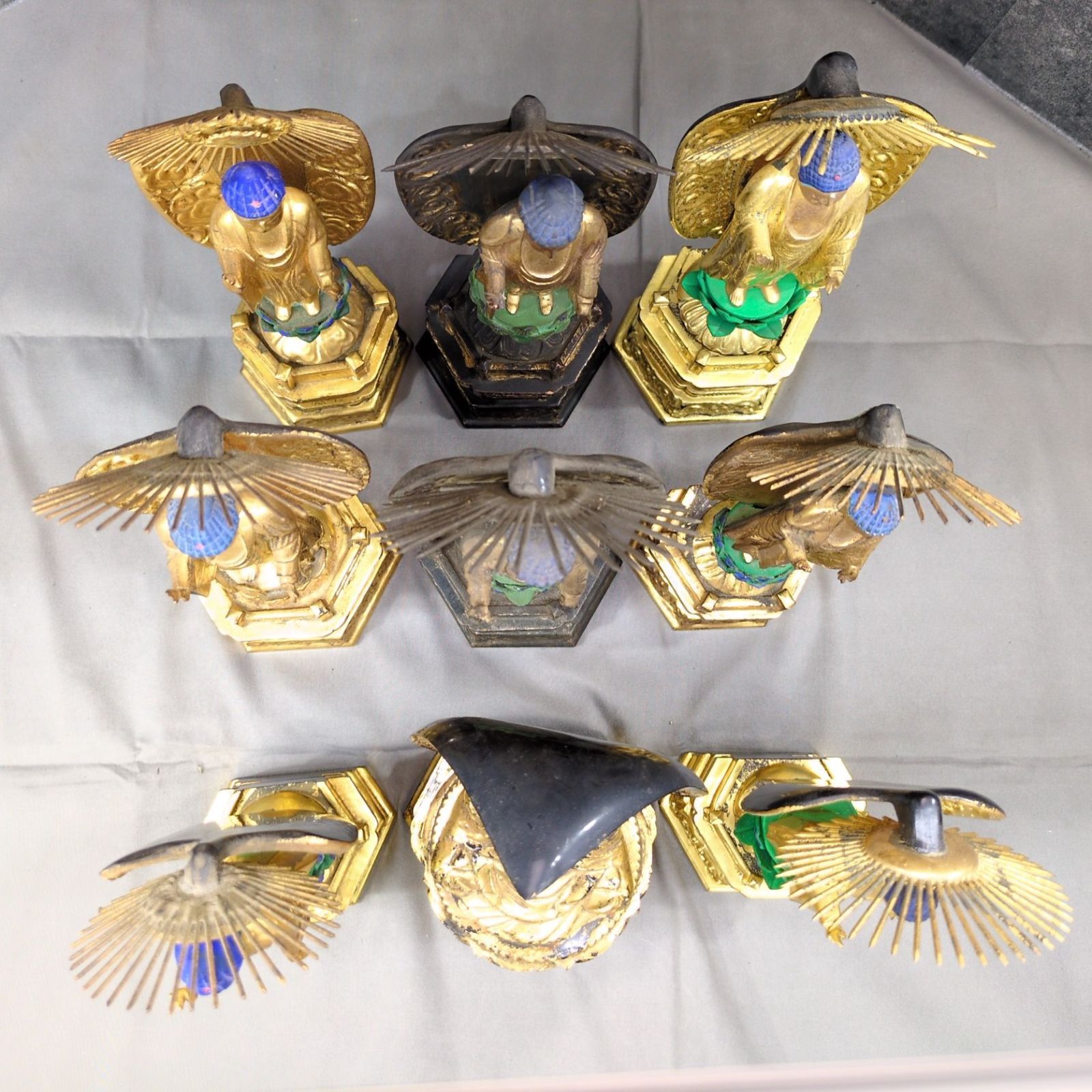 木製 金箔仕上げ 阿弥陀如来他 仏像 9体セット A557 - メルカリ