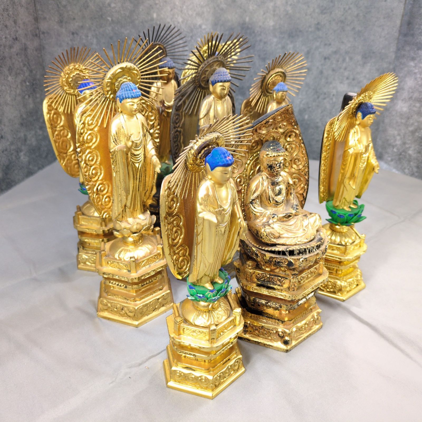 木製 金箔仕上げ 阿弥陀如来他 仏像 9体セット A557 - メルカリ