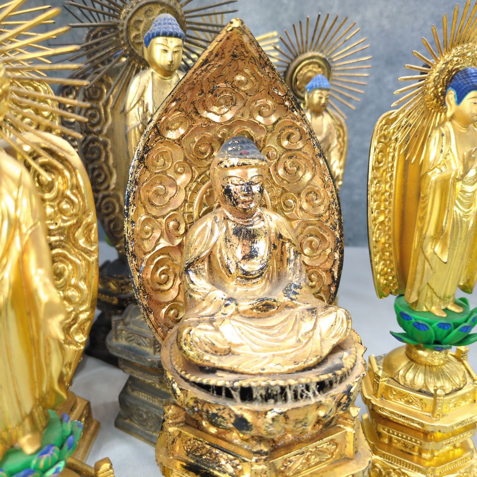 木製 金箔仕上げ 阿弥陀如来他 仏像 9体セット A557 - メルカリ