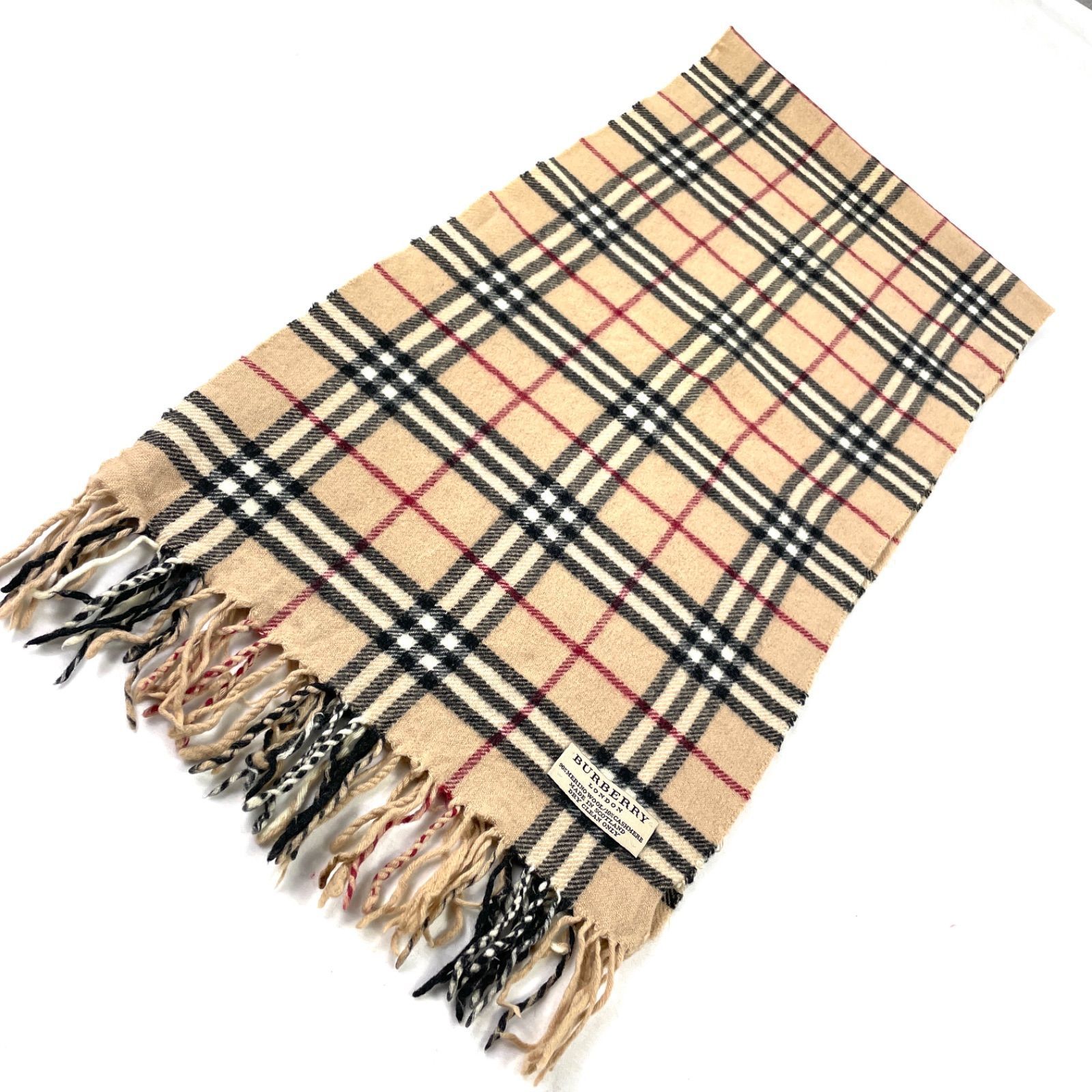 t 1636 バーバリーロンドン ノバチェック スコットランド製メリノウール90 カシミア10 男女兼用 ストール