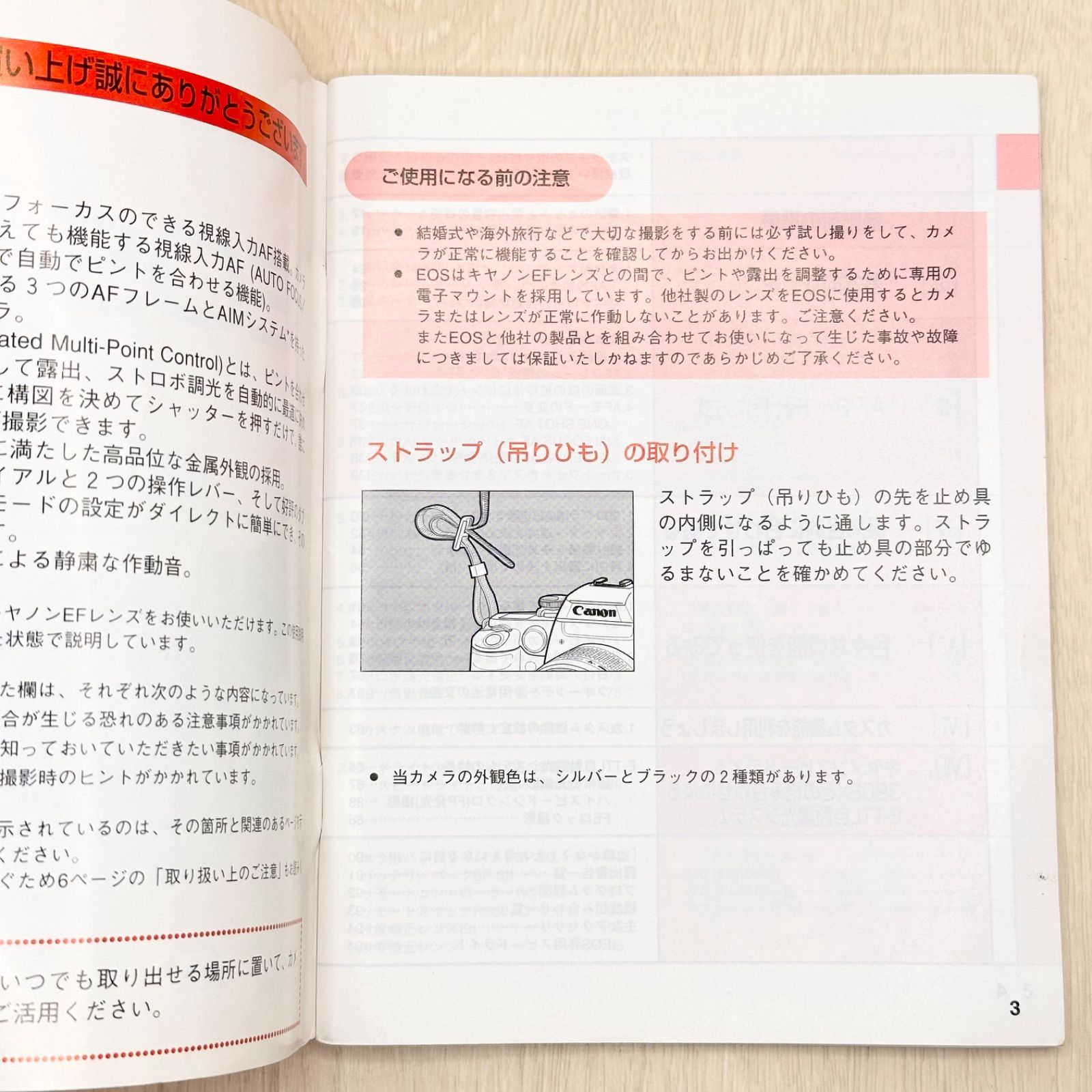 Canon EOS55 説明書 フィルムカメラ マニュアル 使用説明書 使い方