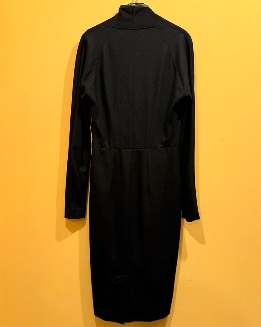 Max Mara レザー切り替え ワンピース 40 ブラック み