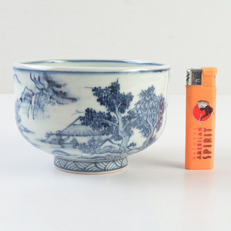 平安 玉堂窯造 呉須茶碗 銘「清友」 建仁寺竹田益州極め箱