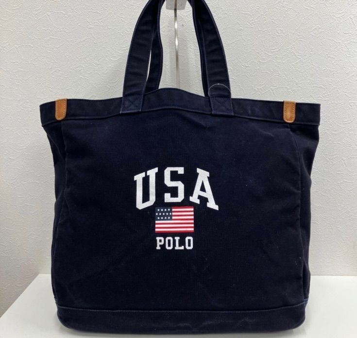 Polo Ralph Lauren USA キャンバストートバッグ ネイビー 3903 POLO RALPH LAUREN ポロラルフローレン トートバッグ USA 星条旗