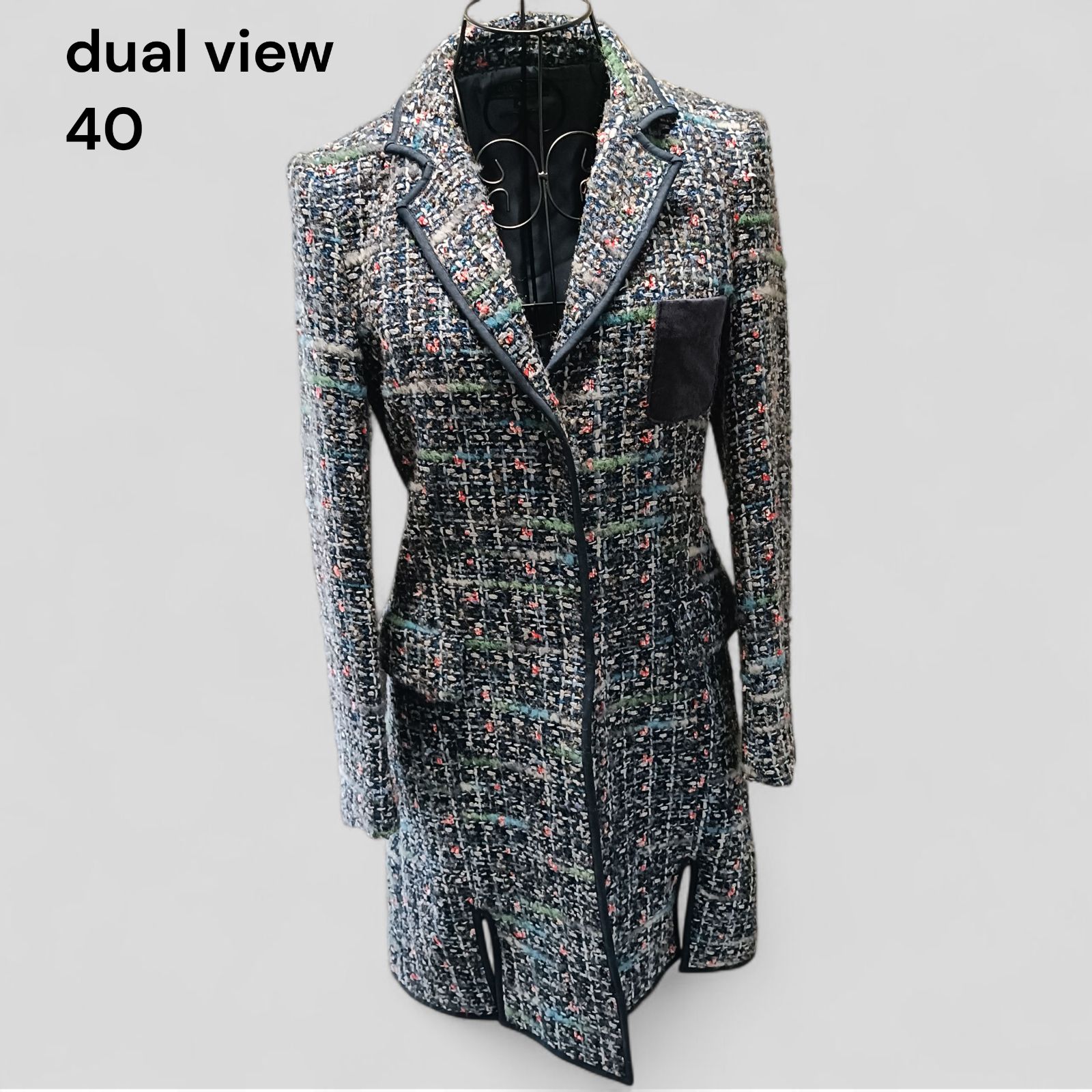 レディース ♻️デュアルビュー dual view ツイード 膝丈 ロングコート 