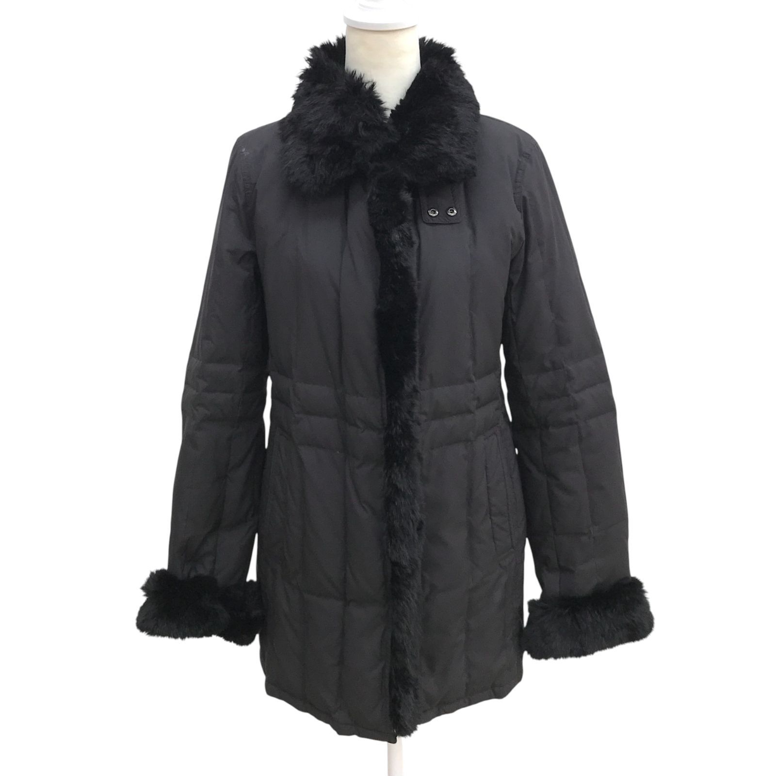 Z1558 BURBERRY LONDON バーバリー ダウンコート ミディ丈 ブラック