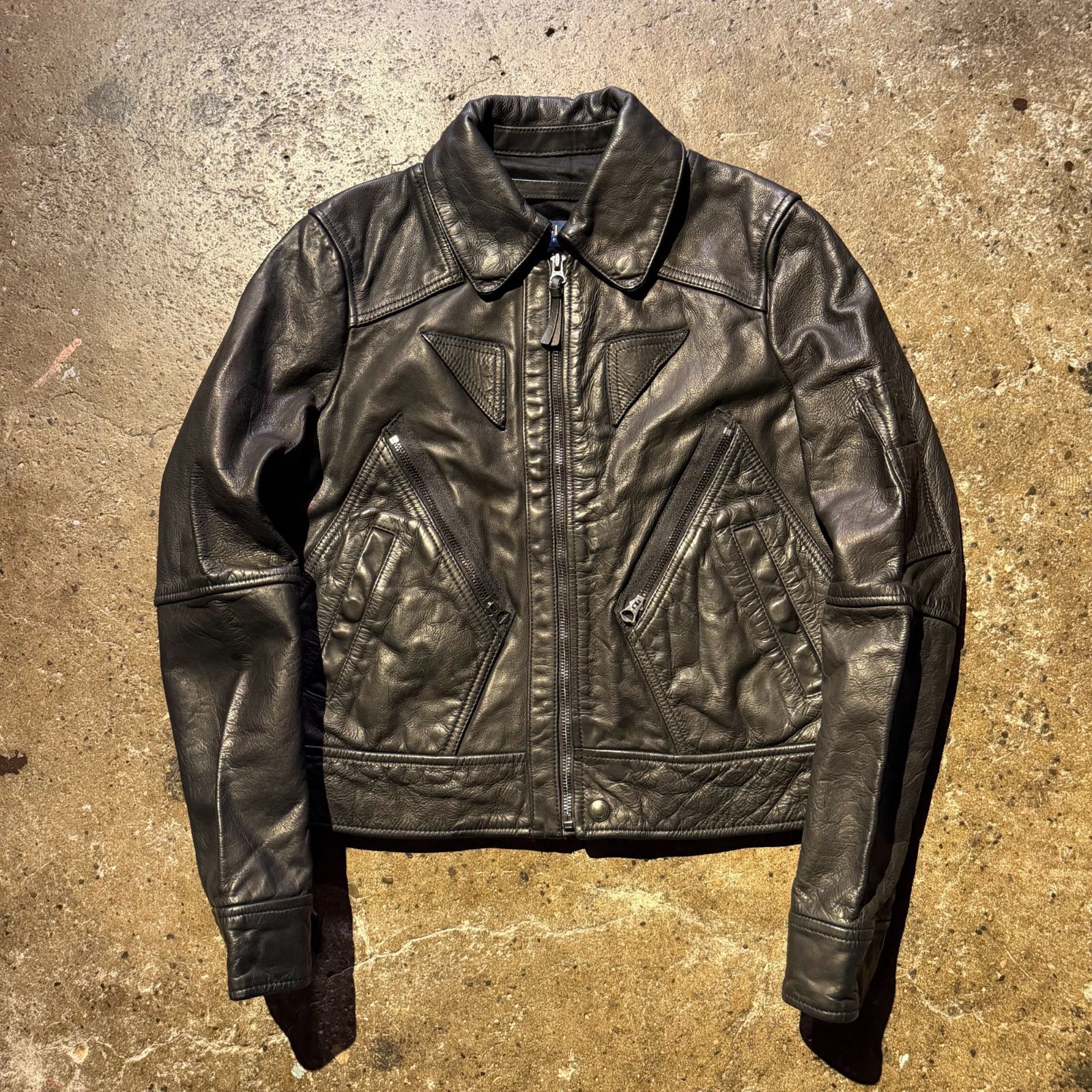 POLO Ralph Lauren Leather Biker Jacket Moto Jacket ブラック XS