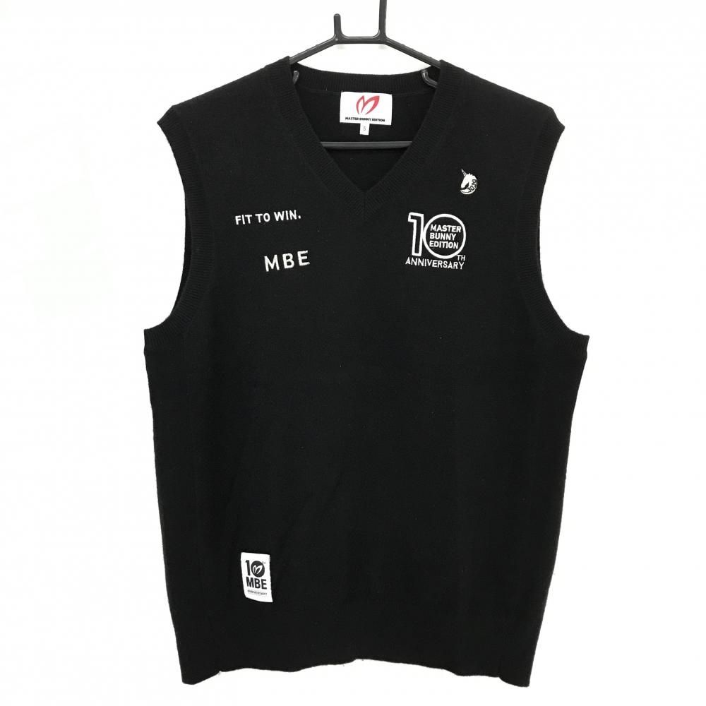 美品】マスターバニー ニットベスト 黒×白 10周年 カシミヤ100％ V