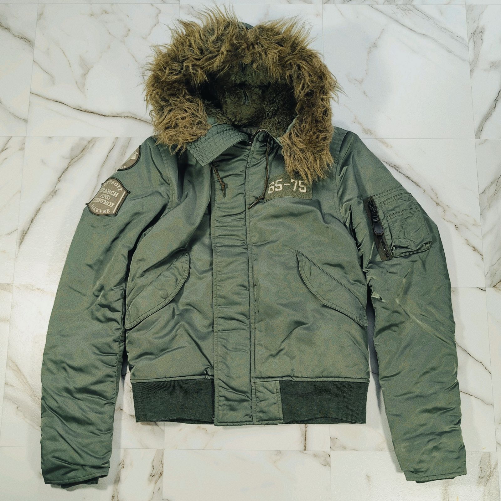 y2k 00s ファー付き N2B フライトジャケット カーキ 00's archive fur