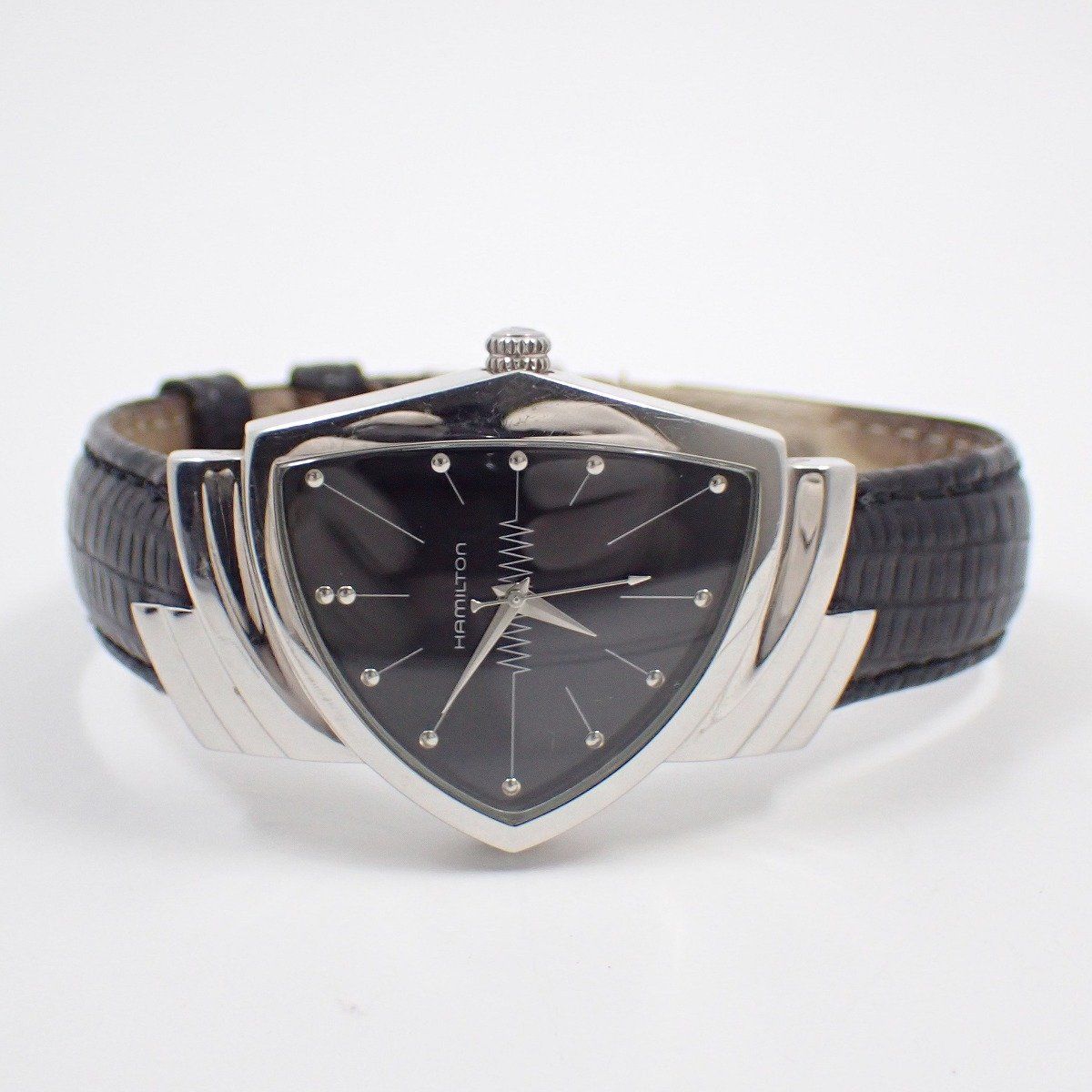 ハミルトン ベンチュラ クォーツ メンズ 腕時計 黒文字盤 純正革ベルト