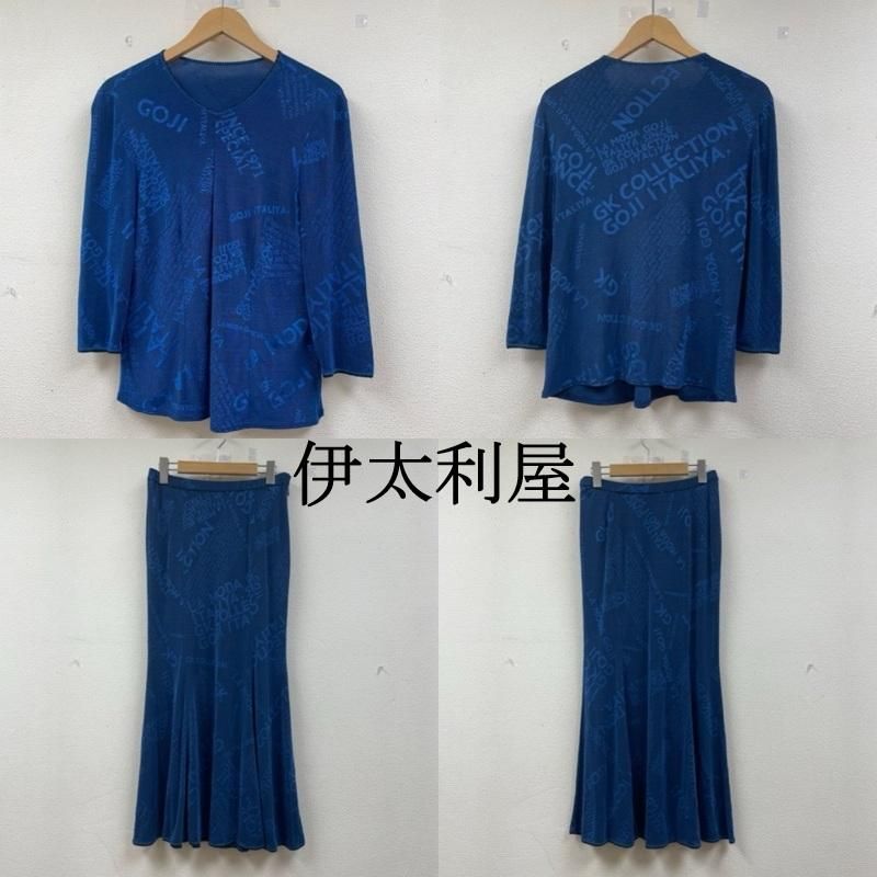 伊太利屋 イタリヤ セットアップ ロゴ 総柄 七分袖 Tシャツ カットソー ストレッチフィット ロング マーメイドスカート セットアップ