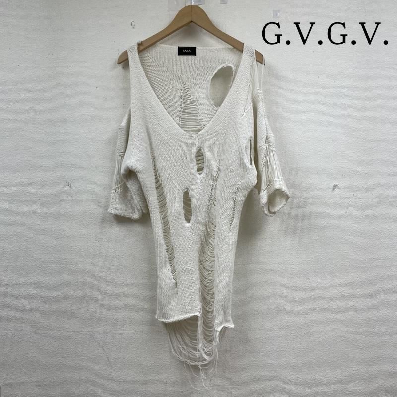 トップス G.V.G.V destroy crash damage design G.V.G.V. ジーヴィジーヴィ ニット、セーター 半袖 destroy crash