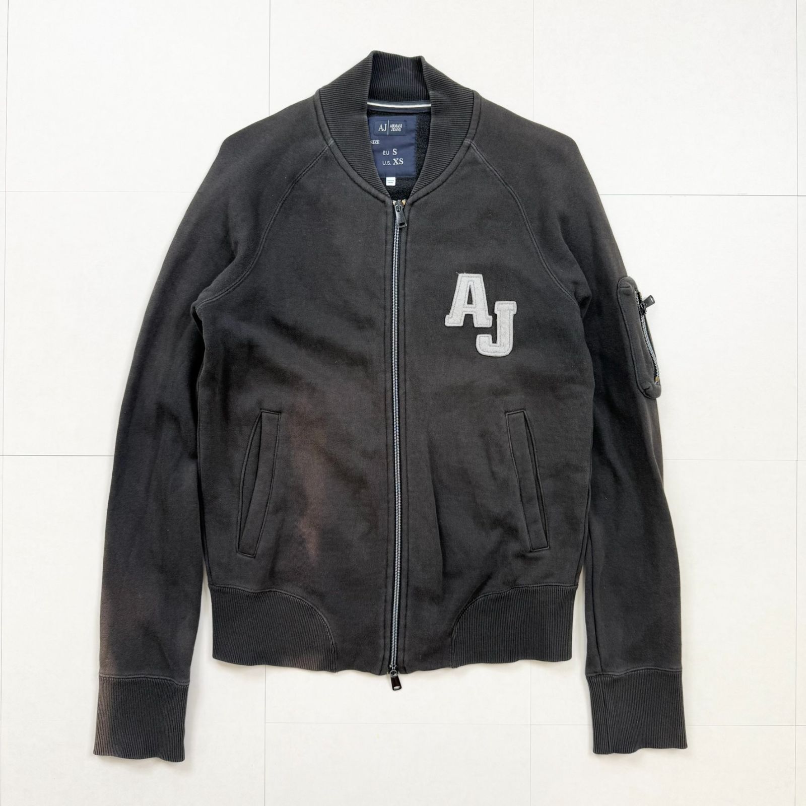 ARMANI JEANS アルマーニジーンズ ジップアップ ニット カーディガン L コットン100% ブラック 国内正規品  ARMANI JEANS00s Y2K アルマーニジーンズ ジップアップブルゾン