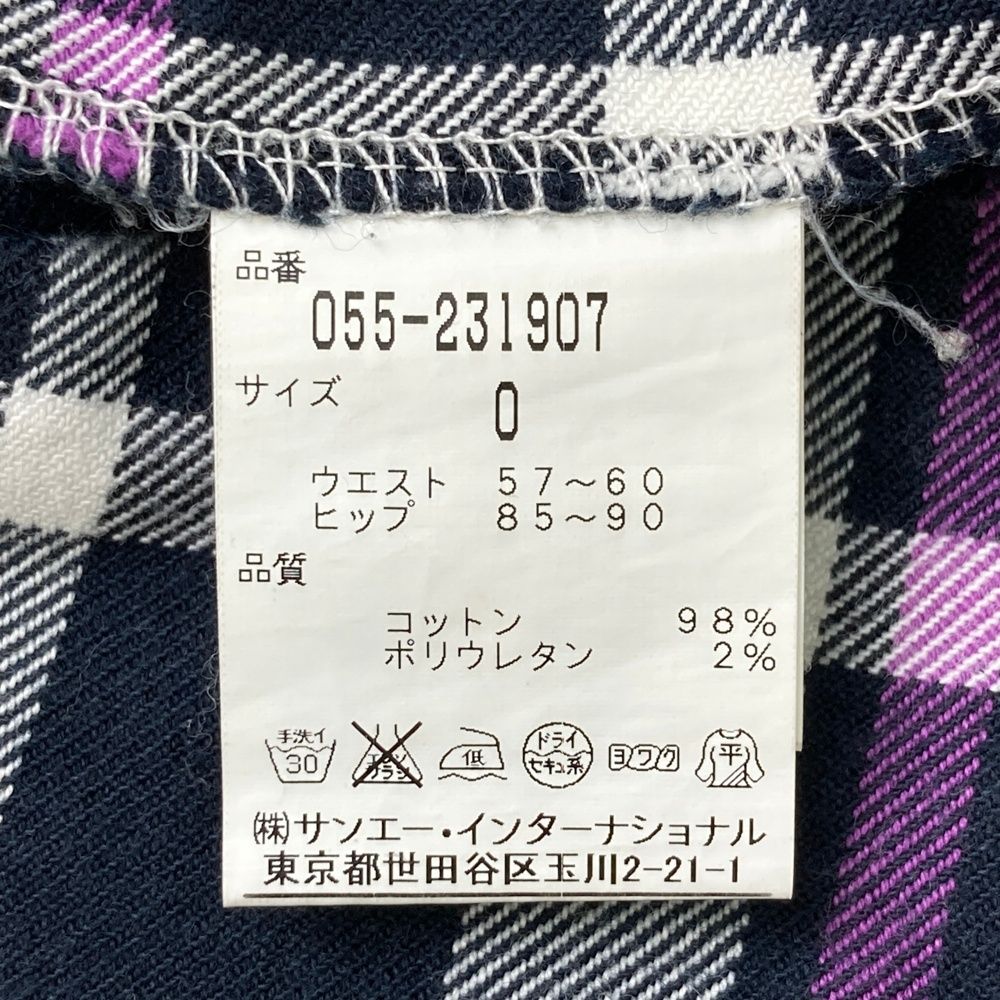 サイズ：0 PEARLY GATES パーリーゲイツ ストレッチパンツ チェック柄