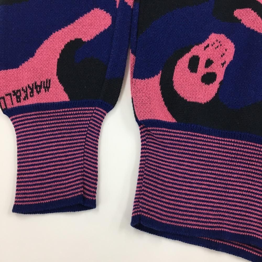 超美品】マークアンドロナ セーター ネイビー×ピンク カモフラ スカル