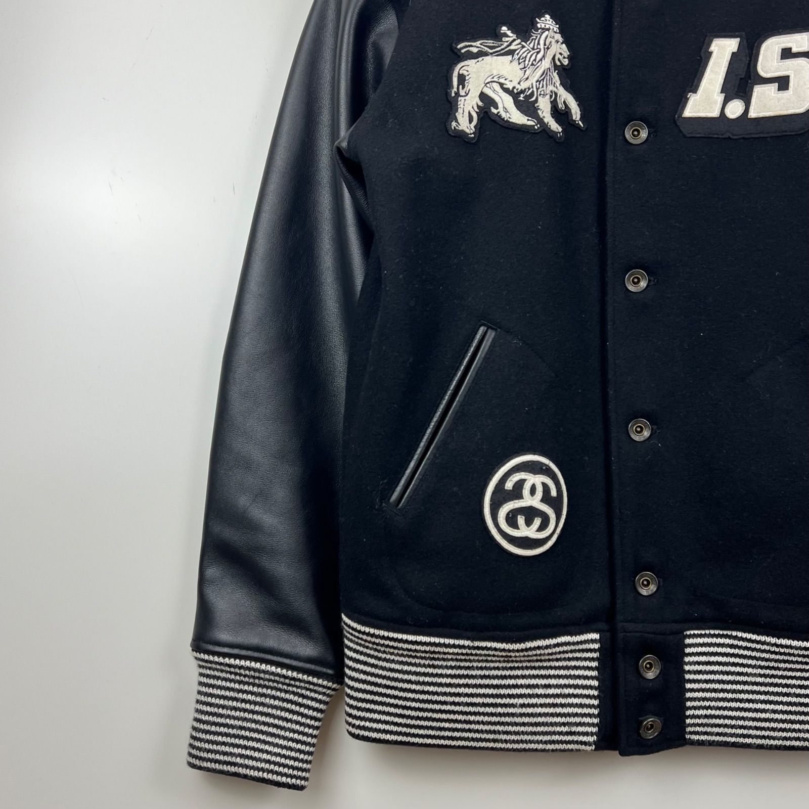 STUSSY NEXUS7 30th RETROSPECTIVE leather sleeve varsity jacket L