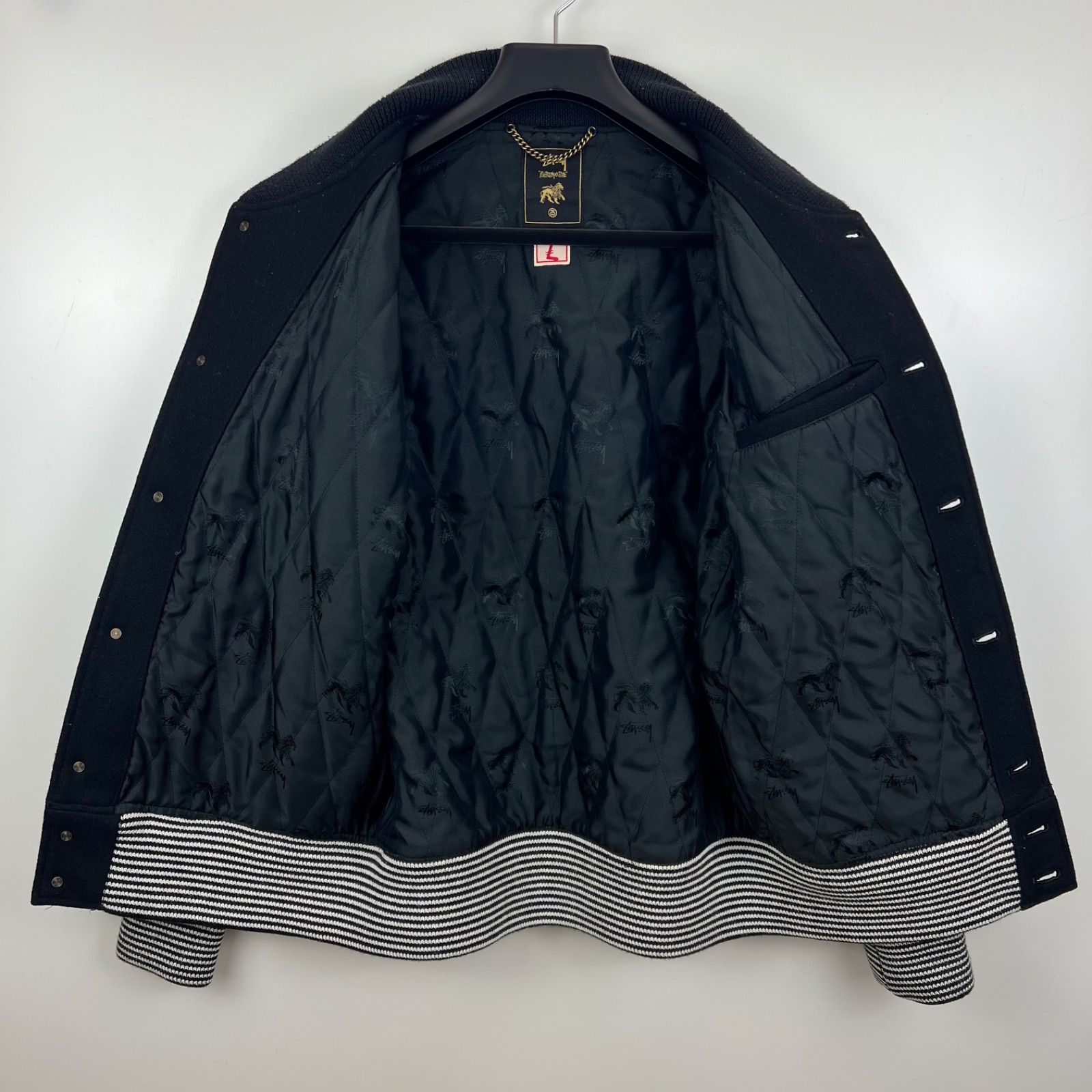 STUSSY NEXUS7 30th RETROSPECTIVE leather sleeve varsity jacket L