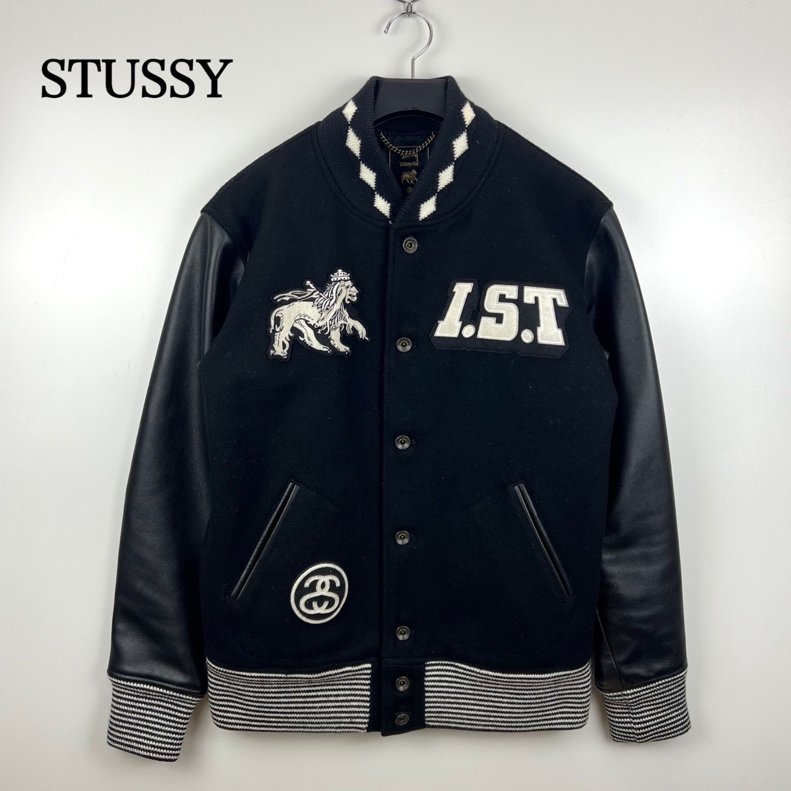 STUSSY NEXUS7 30th RETROSPECTIVE leather sleeve varsity jacket L