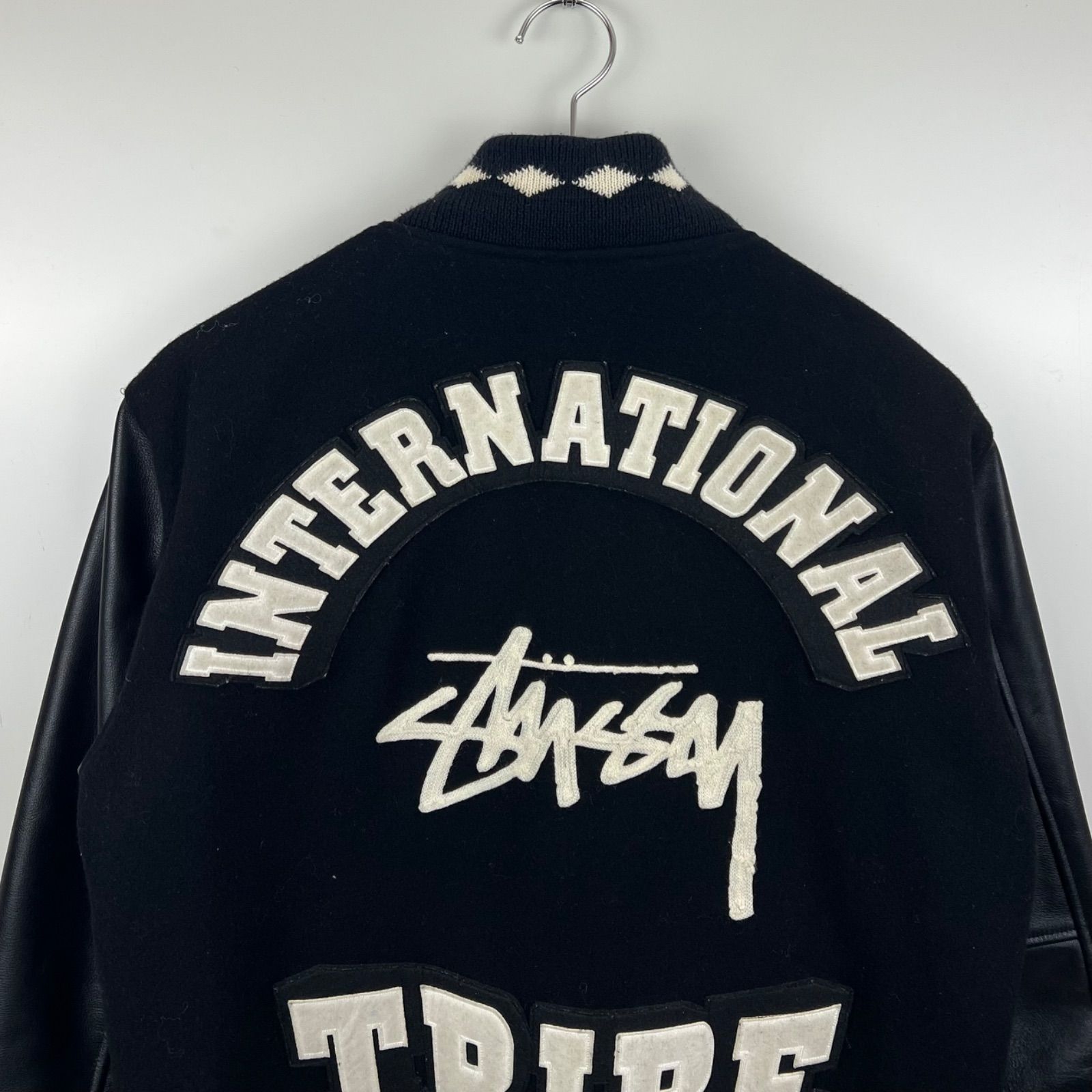 STUSSY NEXUS7 30th RETROSPECTIVE leather sleeve varsity jacket L