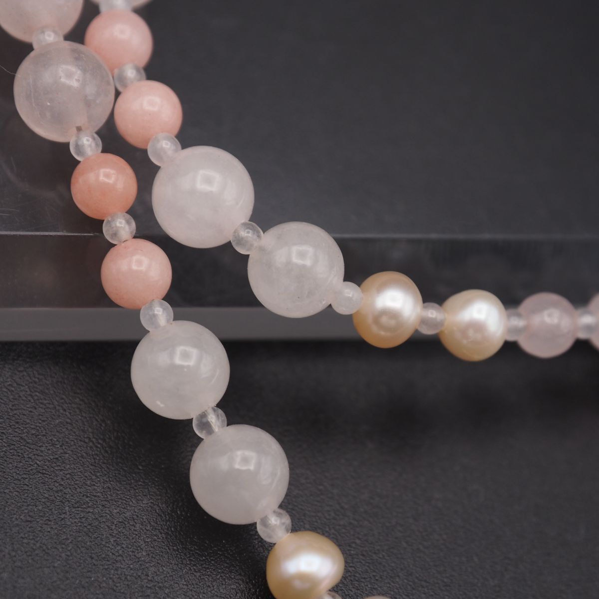 H250 ローズクォーツ 淡水真珠 パール 925刻印 ネックレス デザイン