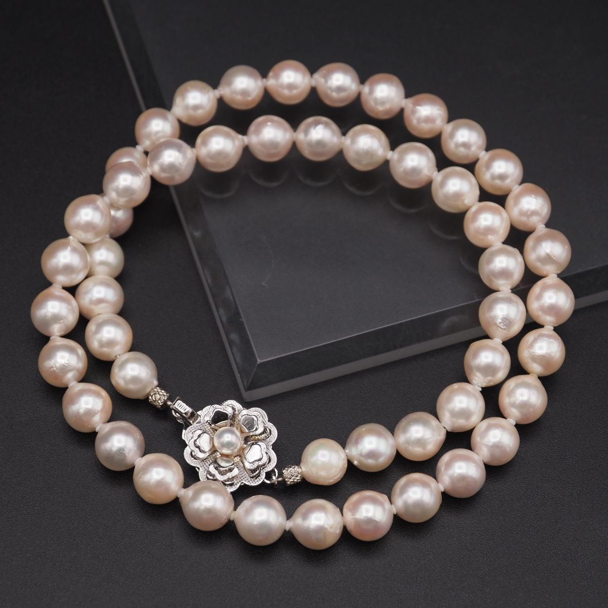 H230 本真珠 8.6mm珠 パール SILVER刻印 ネックレス デザイン