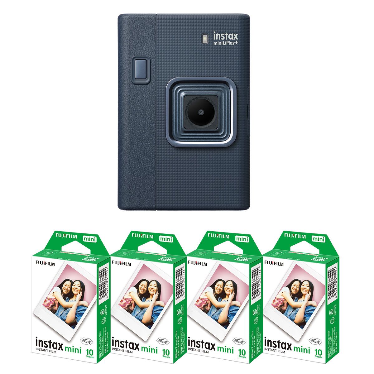 フィルム40枚付 富士フィルム チェキリプレイプラス ミッドナイトブルー チェキカメラ ins mini LiPlay MIDNIGHT BLUE