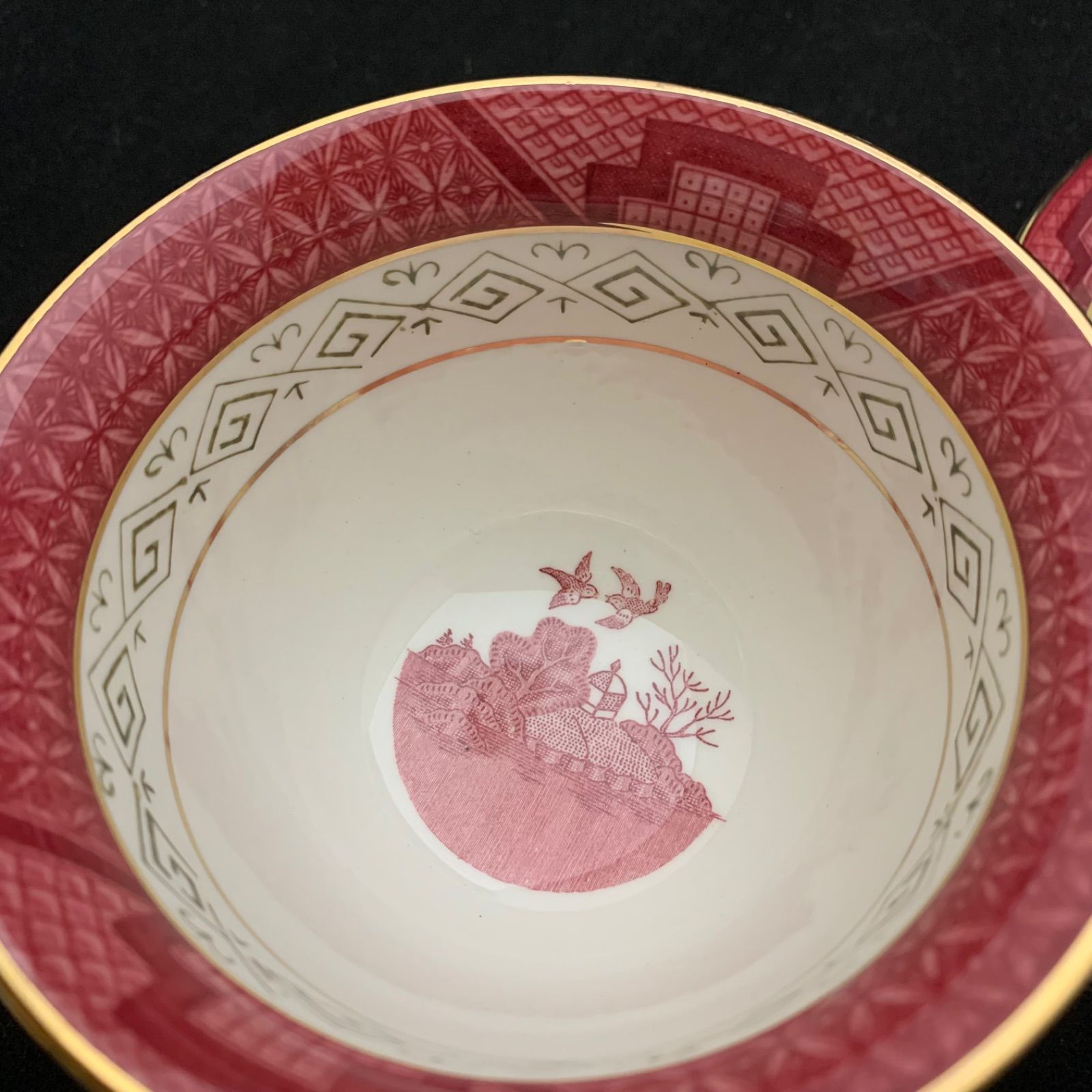 NIKKO ニッコー ダブルフェニックス 赤 山水 カップ＆ソーサー 6客