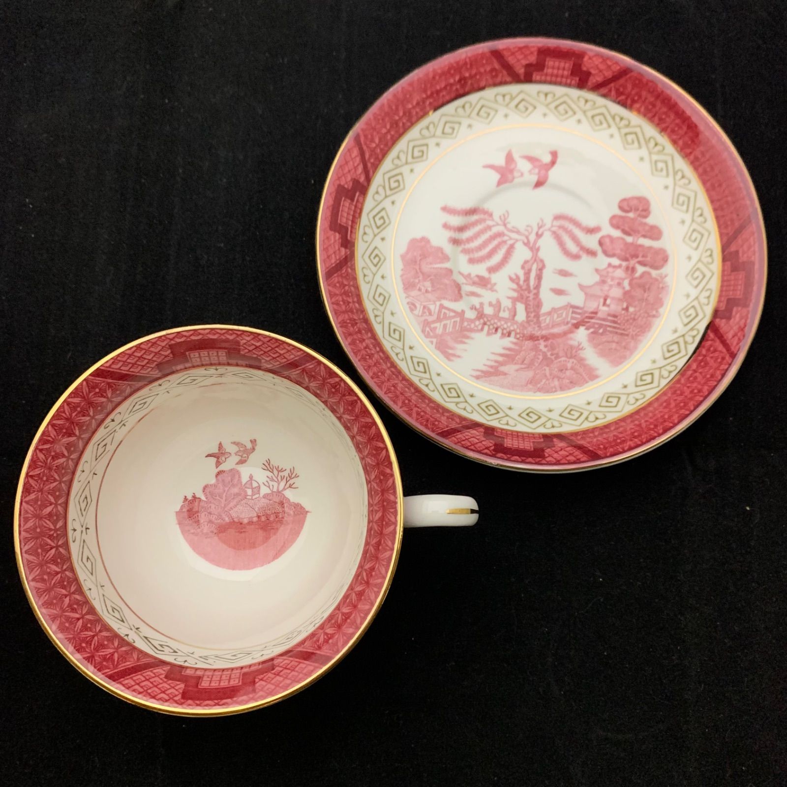 NIKKO ニッコー ダブルフェニックス 赤 山水 カップ＆ソーサー 6客