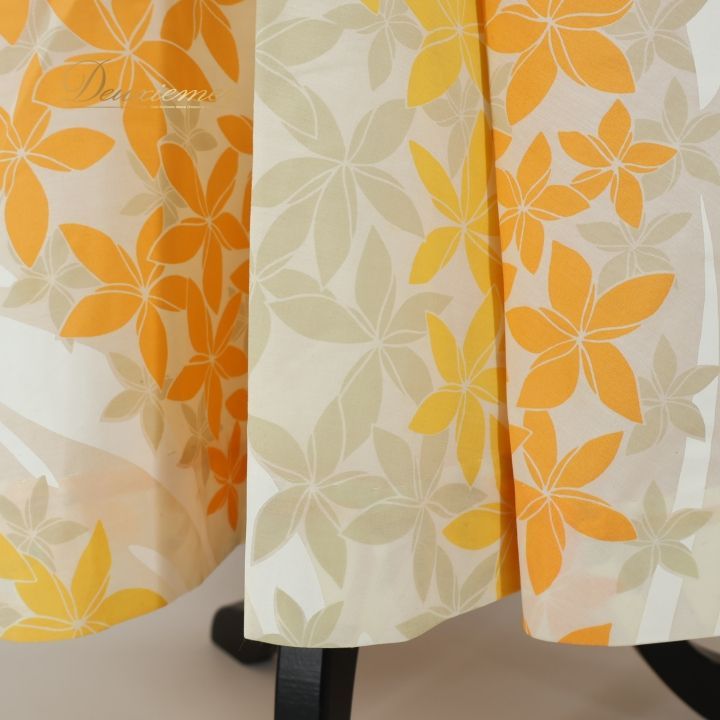 フラダンス 衣装 ワンピース ドレス イエロー系 パンドール 花柄 黄 白