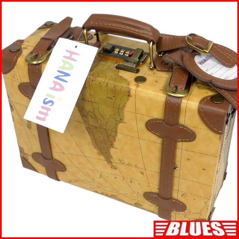 HANAism ハナイズム 2way トランク スーツケース 革 地図柄 アンティーク風 S 機内持ち込み ショルダーバッグ メンズ レディース トランク一覧 SEULB屋着古 X8055