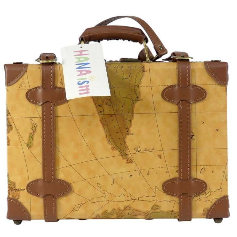 HANAism ハナイズム 2way トランク スーツケース 革 地図柄 アンティーク風 S 機内持ち込み ショルダーバッグ メンズ レディース トランク一覧 SEULB屋着古 X8055